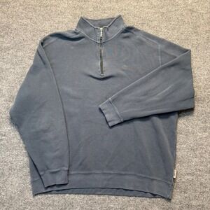 Wolverine Sweatshirt Mens XXL Blue 1/4 Zip Ribbed Knit High Neck Pullover